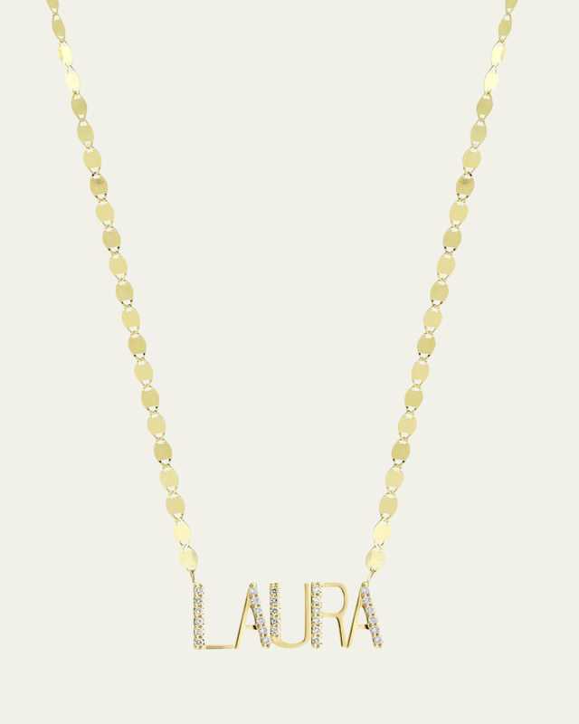 Gold Personalized Five-Letter Pendant Necklace w/ Diamonds